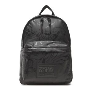 Versace Jeans Couture Tonal Baroque Print Backpack Black Mens
